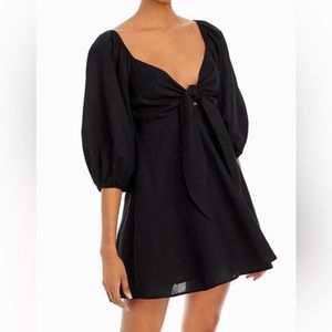 Charlie Holiday- Black Knot tie front mini dress - size 4